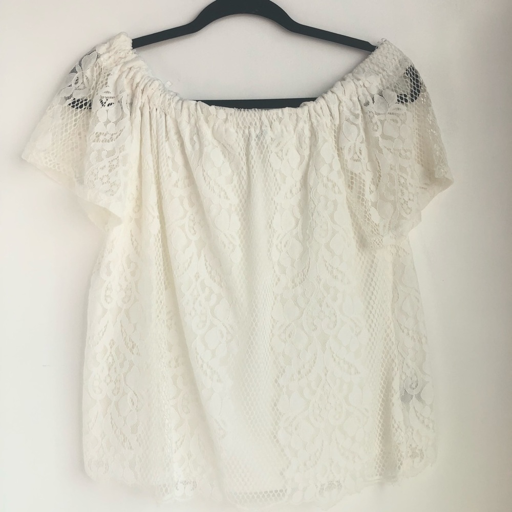 Off the shoulder white lace top